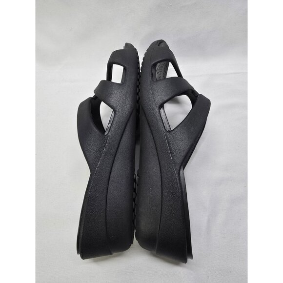 Crocs Women's Sanrah Wedge Strappy Sandals Black Size 11 - Picture 4 of 6